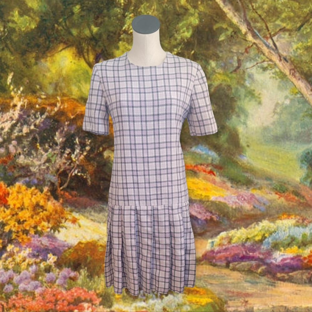 Handmade Drop Waist Purple Plaid Dress